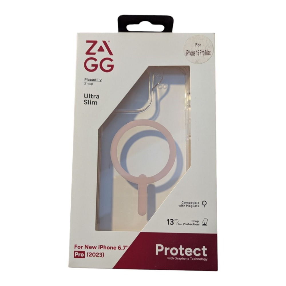 E9. Zagg Piccadilly Snap Case‎ Drop Protection iPhone 15 Pro Max - Clear/Pink